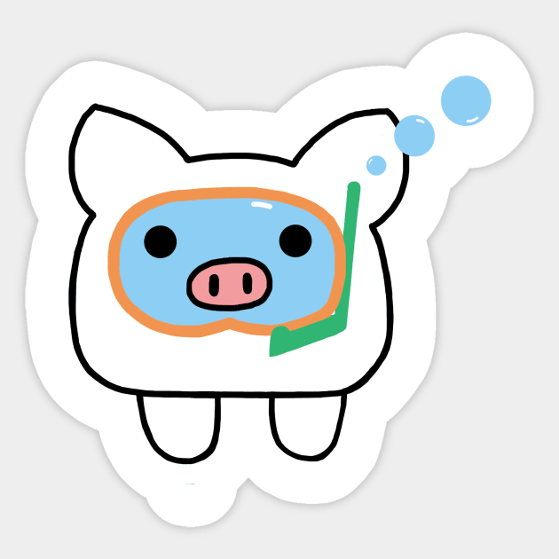 scuba diving pig Sticker by SHINSHIN1991